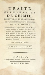 Titlepage of Traite Elementaire de Chimie, Tome II, published in Paris, 1789