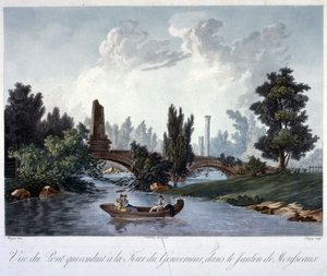 Bridge to the Tour du Gouverneur in the Parc Monceau, Engraved by Chapuy by Antoine Pierre after Mongin