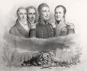 The Provisional Government of 29th July 1830. L to R: Jacques Lafitte, Casimir Perier, General Lafayette and Comte Etienne Maurice Gerard, 1831 by Antoine Maurin