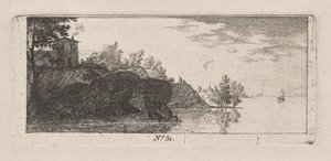 Cottage on a Rocky Promontory along a River by Antoine de Marcenay de Ghuy