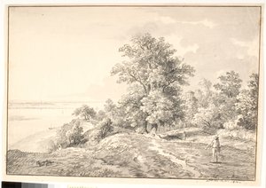 Park with Small Temple by the Elbe. Buxtehude by Anton Carl Dusch