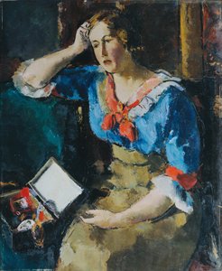 Seated Lady in Blue Blouse by Anton Faistauer