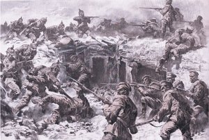 The Defeat of the Moscow Grenadier Corps by Silesian, Prussian and Imperial German Troops, from The Illustrated History of the World War 1914-1915 pub. by Union Berlagsefellfchaft