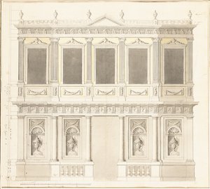 A pavilion elevation for the Sultana Hadigé palace at Defterdar Bournou by Anton Ignaz Melling