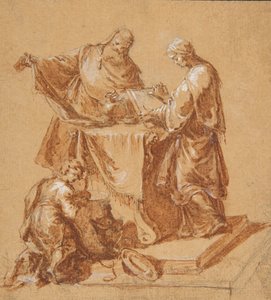 A High-Priest, the Prophetess Anna and a Kneeling Boy around a Table, 1745