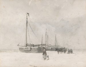 Fishing Boats on the Beach in Winter by Anton Mauve
