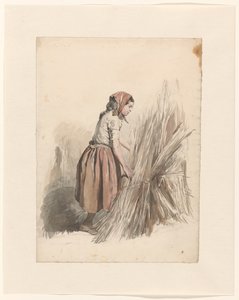 Girl with a Headscarf Working in the Field by Anton Mauve