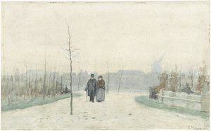 Old Couple in a Newly Laid-Out Park by Anton Mauve