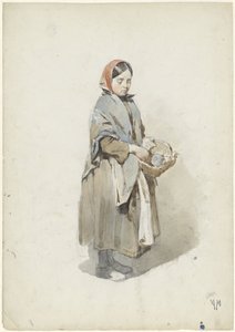 Standing Woman with Headscarf and Basket by Anton Mauve
