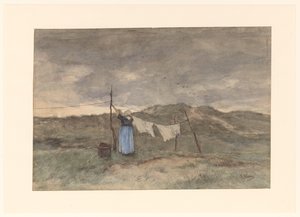 Woman by a Clothesline in the Dunes
