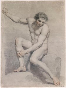 A Seated Male Nude by Anton Raphael Mengs