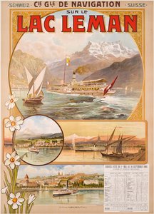 Poster advertising Lac Leman (Lake Geneva), Switzerland
