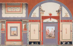 Wall Painting of a Roman House on the Grounds of Villa Negroni in Rome, Mars (?), Venus and Cupid. 1793