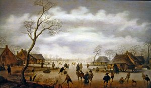 A Winter Scene with Skaters