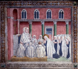 Life of St. Francesca Romana: The saint and the oblates offer themselves to the Benedictine order and settle in the church of Santa Maria Nova, Rome by Antoniazzo Romano