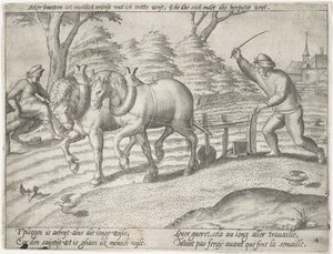 Plowing the Land by Antonie Wierix (II) (possibly)