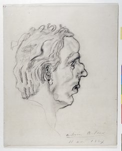 Portrait of the poet Jacques Prevel in profile