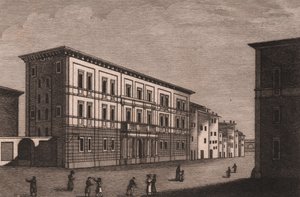 View of Episcopal Palace in Pistoia, Tuscany, Italy, copper engraving by Antonio Morghen by Antonio (1788 1853) Morghen