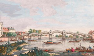 New Bridge over the Thames at Hampton Court by Antonio (after) Canaletto