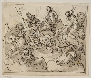 Allegorical Composition with Venice Surrounded by Two Sea-Gods, Fame and Other Figures by Antonio Aliense