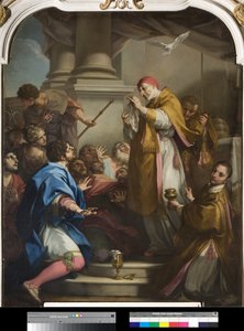 Saint Gregory showing the corporal stained with blood by Antonio Balestra