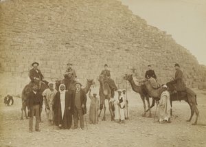 Family of Tourists at Giza, Egypt by Antonio Beato