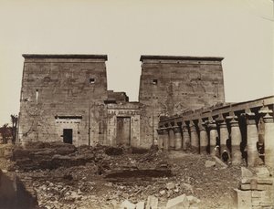 Philae, View of the Pylon with Columns by Antonio Beato