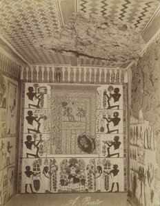 Tomb of Nakht at Thebes, view of painted wall and ceiling from tomb by Antonio Beato