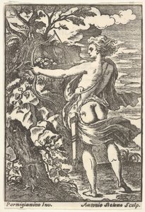 Callisto hunting with drawn bow, after Parmigianino, 1720-1740 by Antonio Belemo