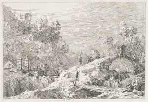 Views: Mountain Landscape with Five Bridges by Antonio Canaletto
