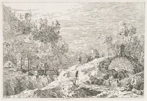 Views: Mountain Landscape with Five Bridges by Giovanni Antonio Canal