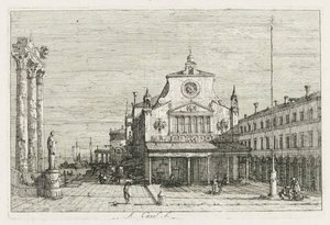 Views: Three Columns and a Statue on the Sea Coast, 1735-1746 by Giovanni Antonio Canal