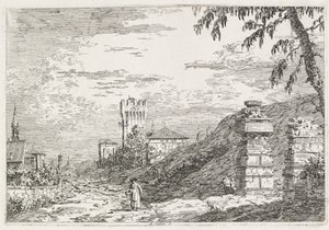 Views: Two Ruined Pillars by Antonio Canaletto