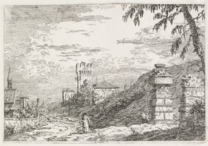 Views: Two Ruined Pillars, 1735-1746 by Giovanni Antonio Canal