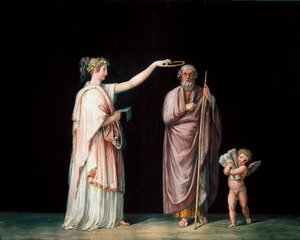 The Muse Calliope and Homer. Tempera by Antonio Canova by Antonio Canova