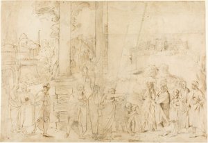 Saint Paul Baptizing Dionysus the Areopagite (recto); Sketches of Baby, Hands (verso)
