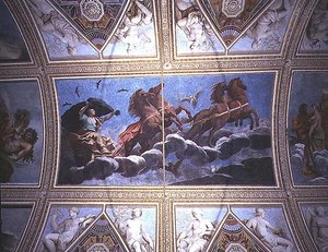 The Personification of Night riding across the sky in a chariot by Antonio Maria Viani