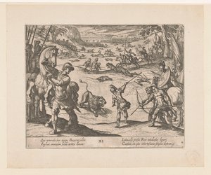 Alexander the Great Hunts Wild Animals at Bazaira (series title: The Deeds of Alexander the Great) by Antonio Tempesta
