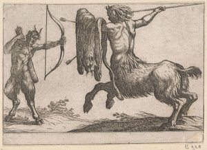 A Centaur Attacking a Satyr (Fighting Animals) by Antonio Tempesta