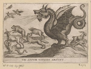 A Dragon Chasing Away Other Animals by Antonio Tempesta
