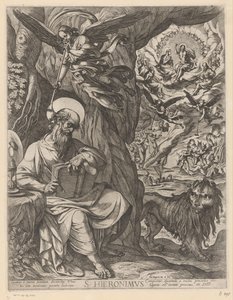 Saint Jerome in the Wilderness Contemplating the Last Judgment by Antonio Tempesta