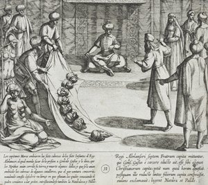 In the Presence of Almanzor, Gonzalo Gustos Identifies the Severed Heads of His Sons by Antonio Tempesta
