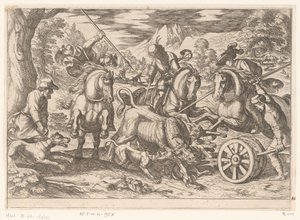 Hunting Wild Bulls (Hunting Scenes, Part 7) by Antonio Tempesta