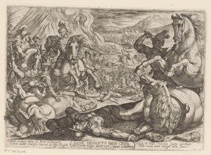Joshua Cripples the Horses and Burns the Chariots of the Nations by Antonio Tempesta