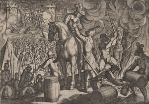 Attack on the Roman Fortress at Night, from The War of the Romans Against the Ba... by Antonio Tempesta