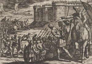 Plate 16: Roman Captives Before the Old Fortress, from The War of the Romans Against the B...