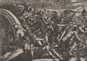 Plate 27: The Dutch During a Surprise Attack of the Roman Camp on the Moselle, from The War, 1611 by Antonio Tempesta