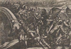 Plate 27: The Dutch During a Surprise Attack of the Roman Camp on the Moselle, from The War