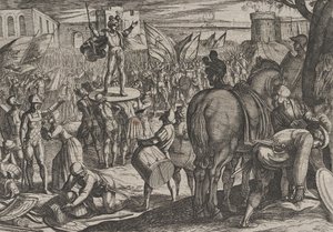 Plate 5: Bruno Appointed Leader of the Caninefates, from The War of the Romans Against the... by Antonio Tempesta
