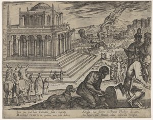 Plate 5: Tomb of Mausolus, Stone Masons Make a Column at the Right, from The Seven Wonders